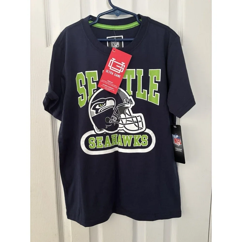 NFL Seattle Seahawks Blue Youth  T-Shirt Boy's 10-12